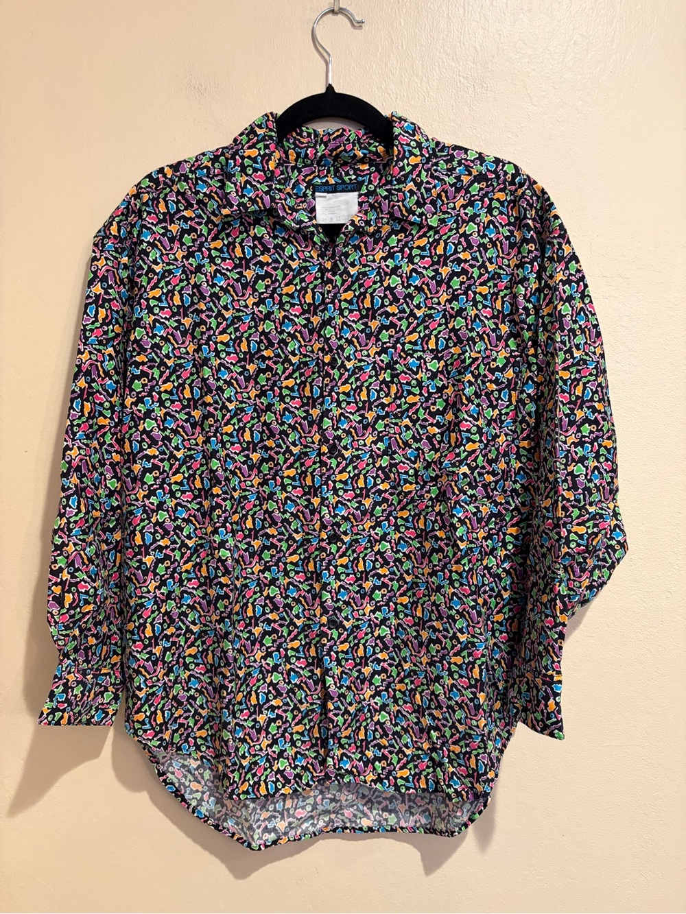 Vintage Espirit Sport Multicolor Eclectic Button Up Shirt, 90s Vibes, Size M